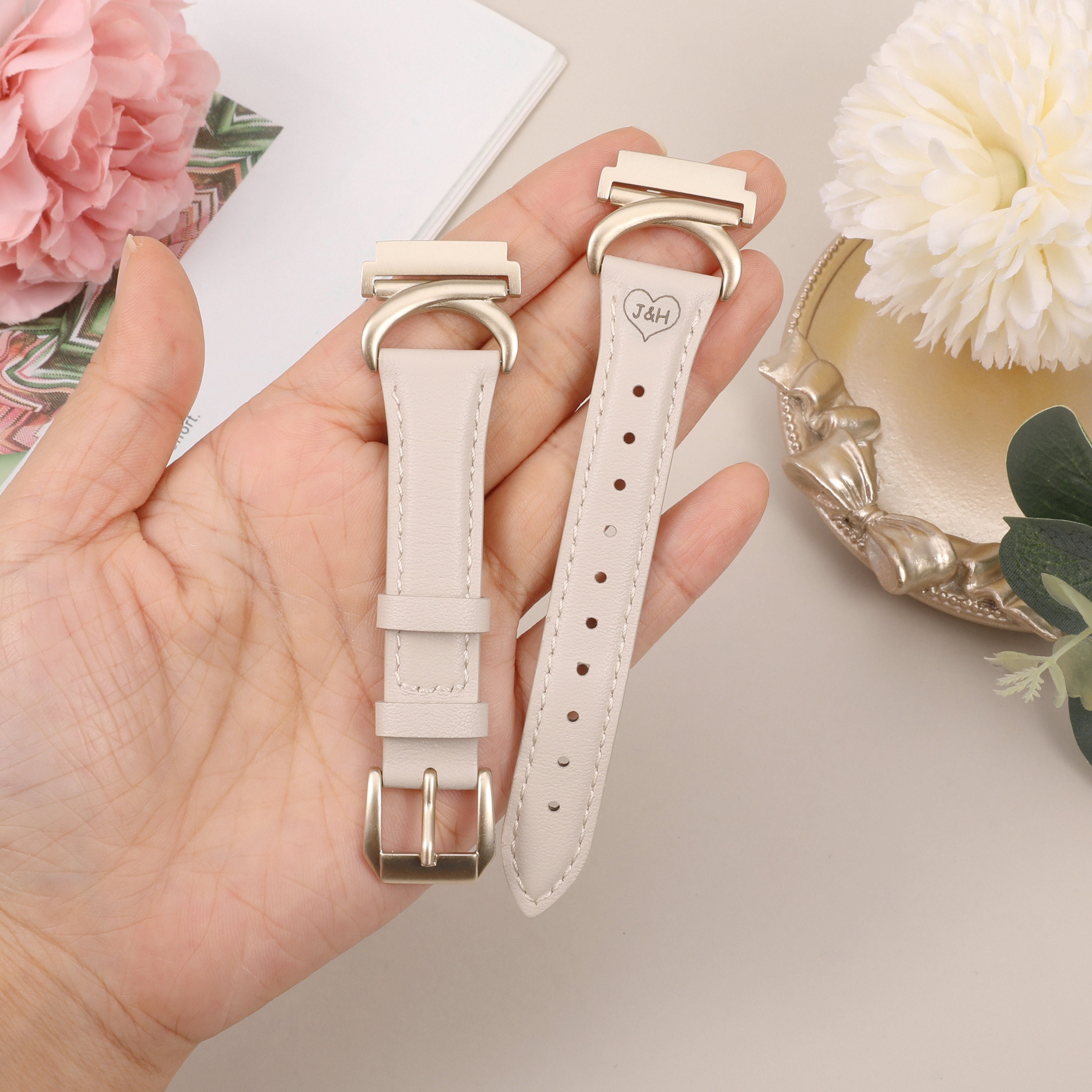 Personalized Leather Bands for Samsung Galaxy Watch 7/FE/6/5/4/Active 2 40mm 44mm/Watch 6 Classic 43mm 47mm/Watch 5 Pro 45mm,20mm Watch Band