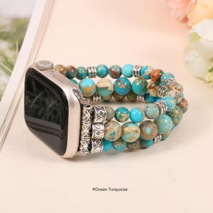 triple-layer stone bracelet watch strap