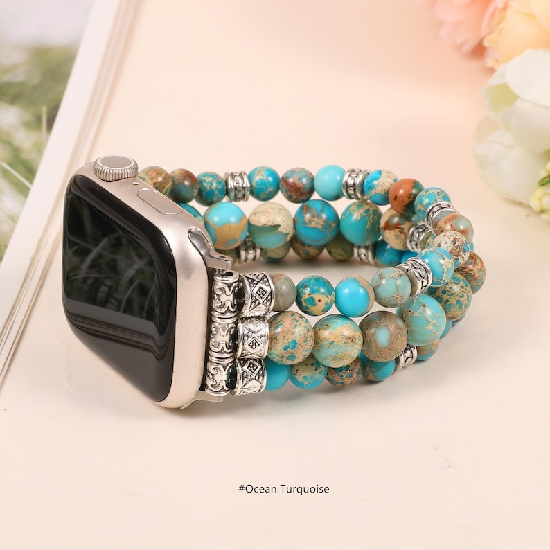 triple-layer stone bracelet watch strap