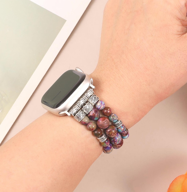 multicolor stone apple watch bracelet design