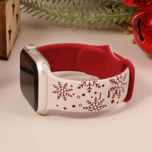 Snowflakes Engraved Watch Band Apple Watch Band 40mm 41mm 38mm 49mm 45mm 44m 42mm 46mm, Christmas Gift Soft Silicone Sport Strap Custom band