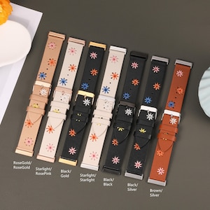 Puede incluir: Ocho correas de reloj de diferentes colores con dise&ntilde;os florales bordados. Las correas son de color oro rosa, rosa, negro, oro, marr&oacute;n y plata.