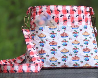 Hand-Sewn Cotton Crossbody Bag Summertime motif, Everyday Use Purse