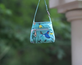 Hand Sewn Tiny Purse in Charlie Harper Birds and Owl Motif