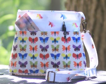 Hand-Sewn Cotton Crossbody Bag with Pride Motif, Everyday Use Purse