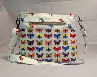 Hand-Sewn Cotton Crossbody Bag with Pride Motif, Everyday Use Purse