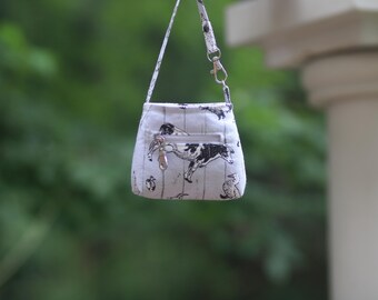 Hand Sewn Tiny Purse in Farm Animals Motif