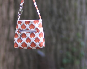 Hand Sewn Tiny Purse in Art Deco Geometric motif