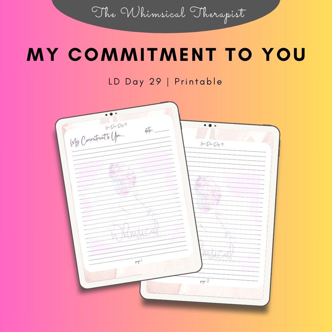 Personal Commitment Note My Commitment to You Printable Template - Etsy