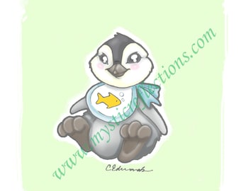 Baby Penguin Myxie Pal Art Print