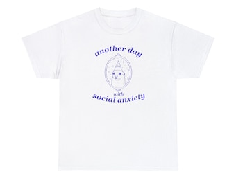 Camisa Otro día con ansiedad social, camisa de meme de perro, camisa de dibujos animados de salud mental