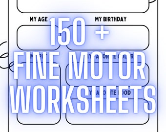 150+ Fine Motor Skills Printable Worksheets for Kids - Writing, Cutting, Sticking & Tracing Activity Sheets - Instant Digital Download