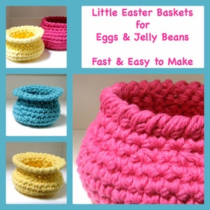 3 Easter Basket Patterns Fast Easy Crochet DIY for Kitchen Bathroom Office Tabletop Storage- Instant Download pdf -