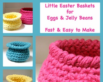 3 Easter Basket Patterns Fast Easy Crochet DIY for Kitchen Bathroom Office Tabletop Storage- Instant Download pdf -