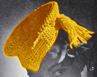 Crochet Hat Pattern - 1940s Fascinator Tassel Hat - Updated Vintage Pattern 2 - Retro Steampunk Hat DIY