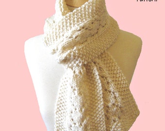 Knit Scarf Pattern Heart Lace Scarf PDF - Instant Download