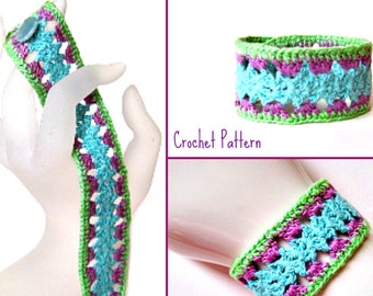 Patrón de Joyería Pulsera de Ganchillo PDF: Brazalete de Encaje Fácil y Rápido en Hilo de Ganchillo