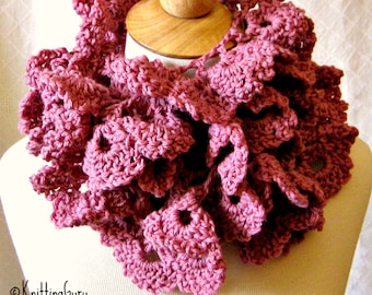 Crochet Scarf Pattern - Rose Petal Wrap - Easy 1-Skein Lace Scarf DIY Instant Download