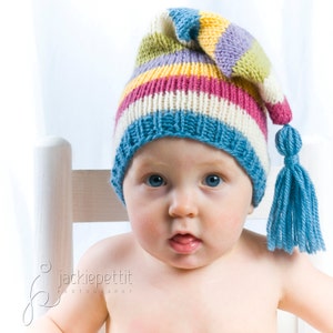 Knit Baby Hat Pattern Tutorial Stocking Cap Pixie Elf Christmas Hannukah Hat Instant Download image 2