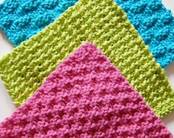 6 Knit Dishcloth PATTERNS: Eco-Friendly diy Tutorials - Instant Download