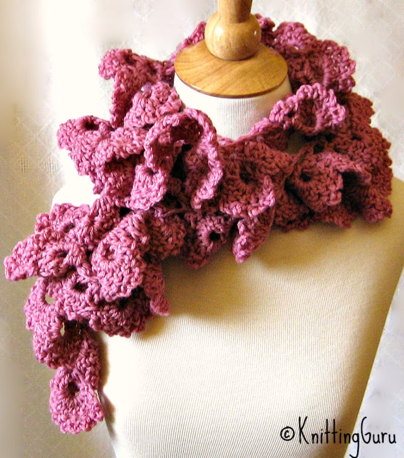 Crochet Scarf Pattern Rose Petal Wrap Easy 1skein Lace Etsy