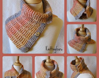 Convertible Scarf Pattern:  Knit Capelet Cowl Plus 2 Tutorials Instant Download