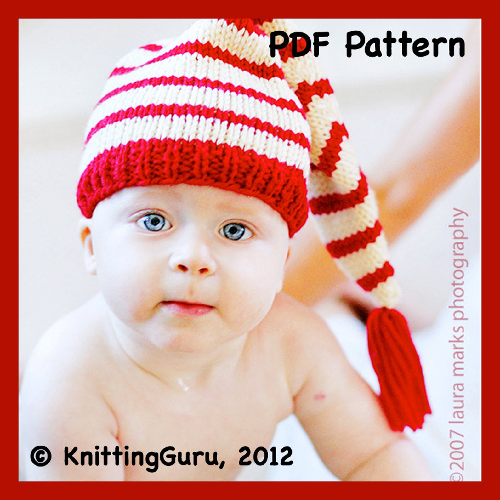 Knit Baby Hat Pattern Tutorial Stocking Cap Pixie Elf Christmas Hat