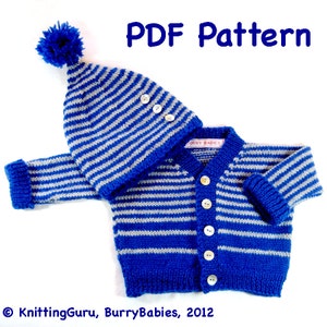 Baby Sweater Set Pattern - Knit Sweater and Hat - Easy DIY - Instant Download - Newborn Sweater Set - Shower Gift