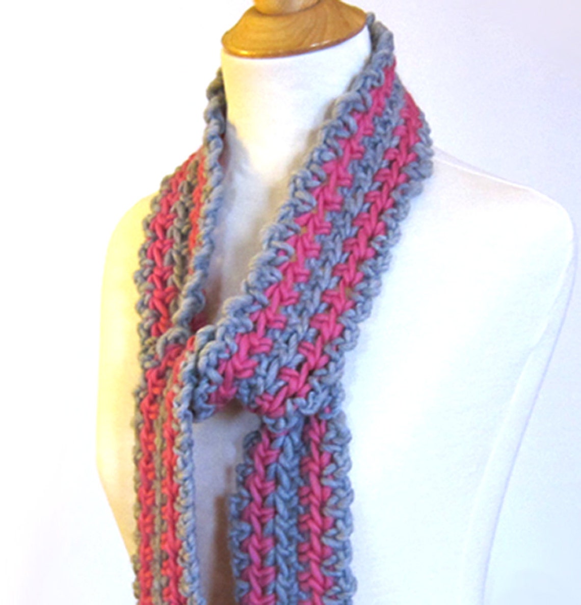 Crochet Scarf PATTERN Fast / Easy PDF Round the Loop Etsy