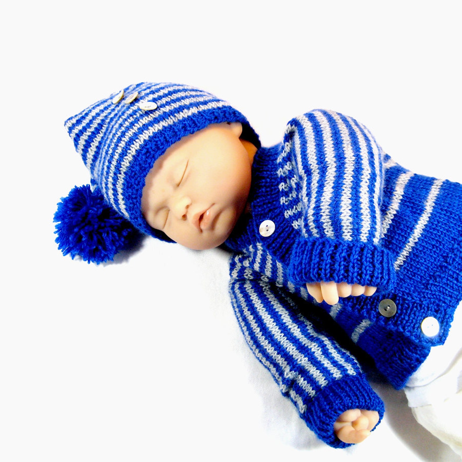 Knit Baby Sweater Set Pattern Sweater and Hat Easy DIY Etsy