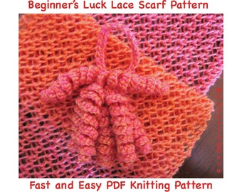 Beginners Luck Lace Scarf Pattern  - Easy Knitting Instant Download PDF - How to Knit Beginners Pattern