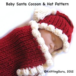 Baby Knitting Pattern - Cocoon Hat Bunting - Fast Easy PDF - Christmas/Valentines Day Gift