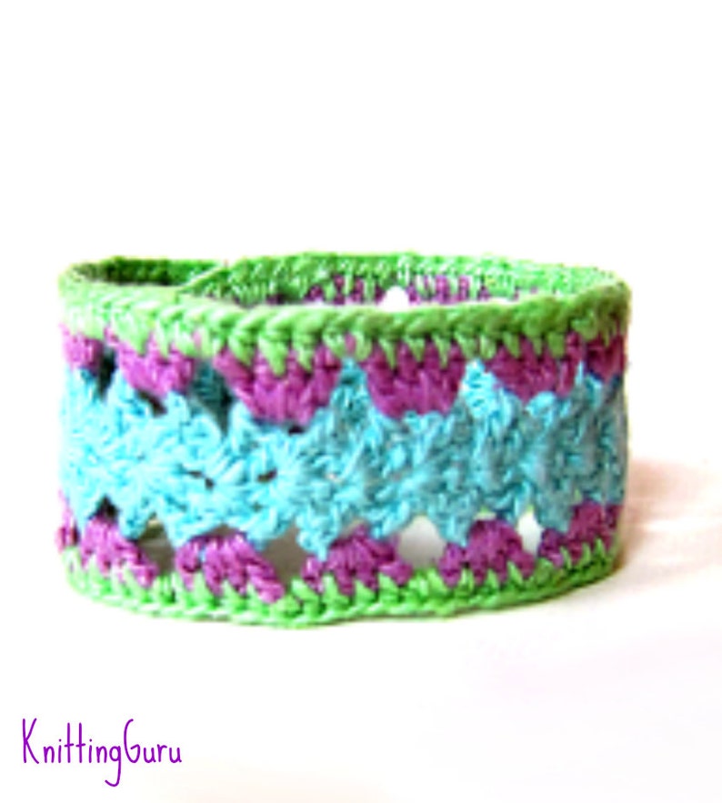 Crochet Bracelet Jewelry Pattern PDF: Fast Easy Lace Cuff in Thread Crochet image 3