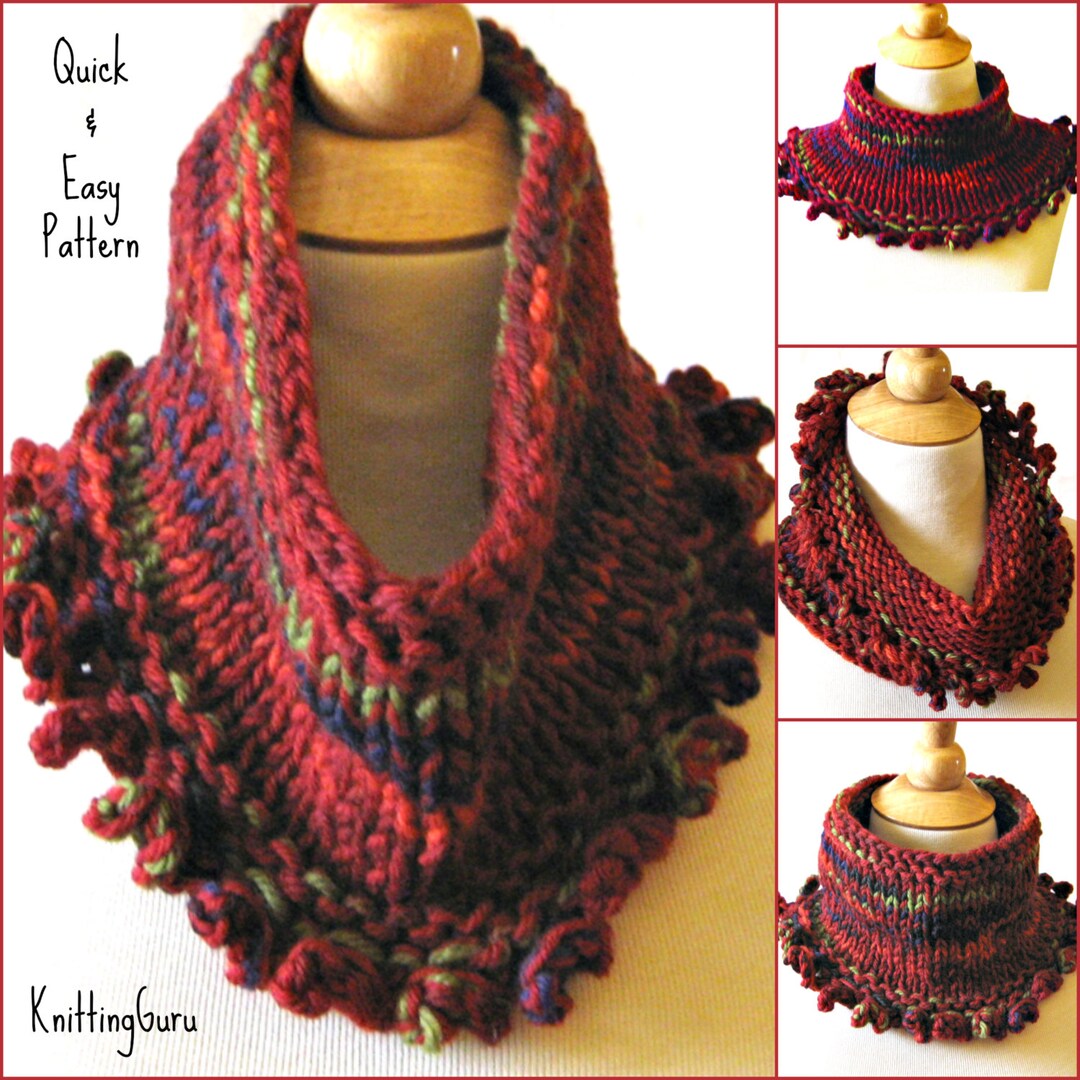 Chunky Knit Cowl Scarf PATTERN Instant Download - Fast Easy Knitting ...