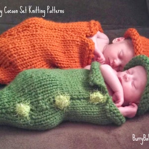 2 Knit Patterns Carrots and Peas Baby Cocoons Costumes DIY - Etsy