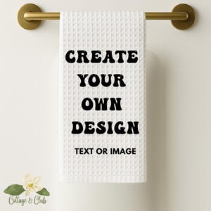 Custom Waffle Weave Tea Towel: Personalized Photo or Text Dish Towel