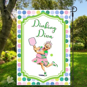 Dinking Diva Garden Flag: Custom Family Name, Pickleball Decor