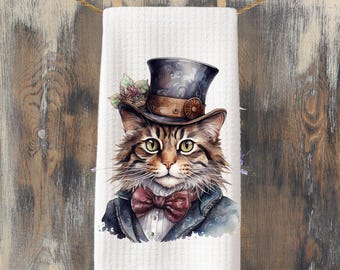 Cat Tea Towel Floral Decorative Regency Waffle Weave Towel Kitchen Gift Hostess Gift Dish Towel Cat Lover Gift Kitchen Birthday Cat Lady