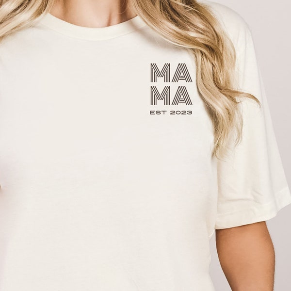 Mama Est 2023 Shirt, Muttertag, Gift For Mama, Mama Shirt, Bella Canvas Natural Shirt, Birthday, Minimalist Shirt