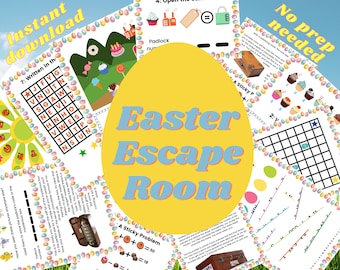 Easter escape game kit printable DIY for family + kids. Easter escape room, party game, Easter gift, print, family game, Easter egg, spring