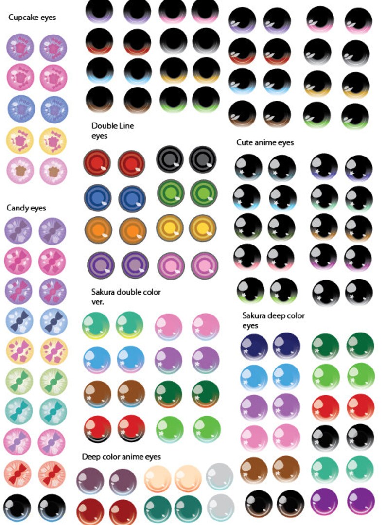 Blythe Printable Eye Chips Sheet 2 Updated 14mm - Etsy France