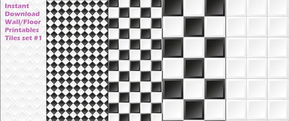 Miniature Printable Dollhouse Tiled Floor 5 Design A3 Sheets | Etsy