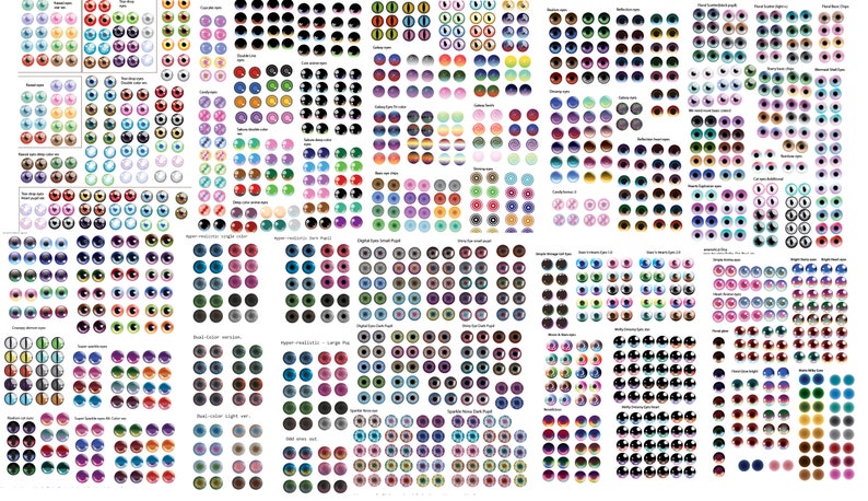 Blythe & Furby 10 sheets of printable digital eye chips DISCOUNT COMBINATION DEAL image 2