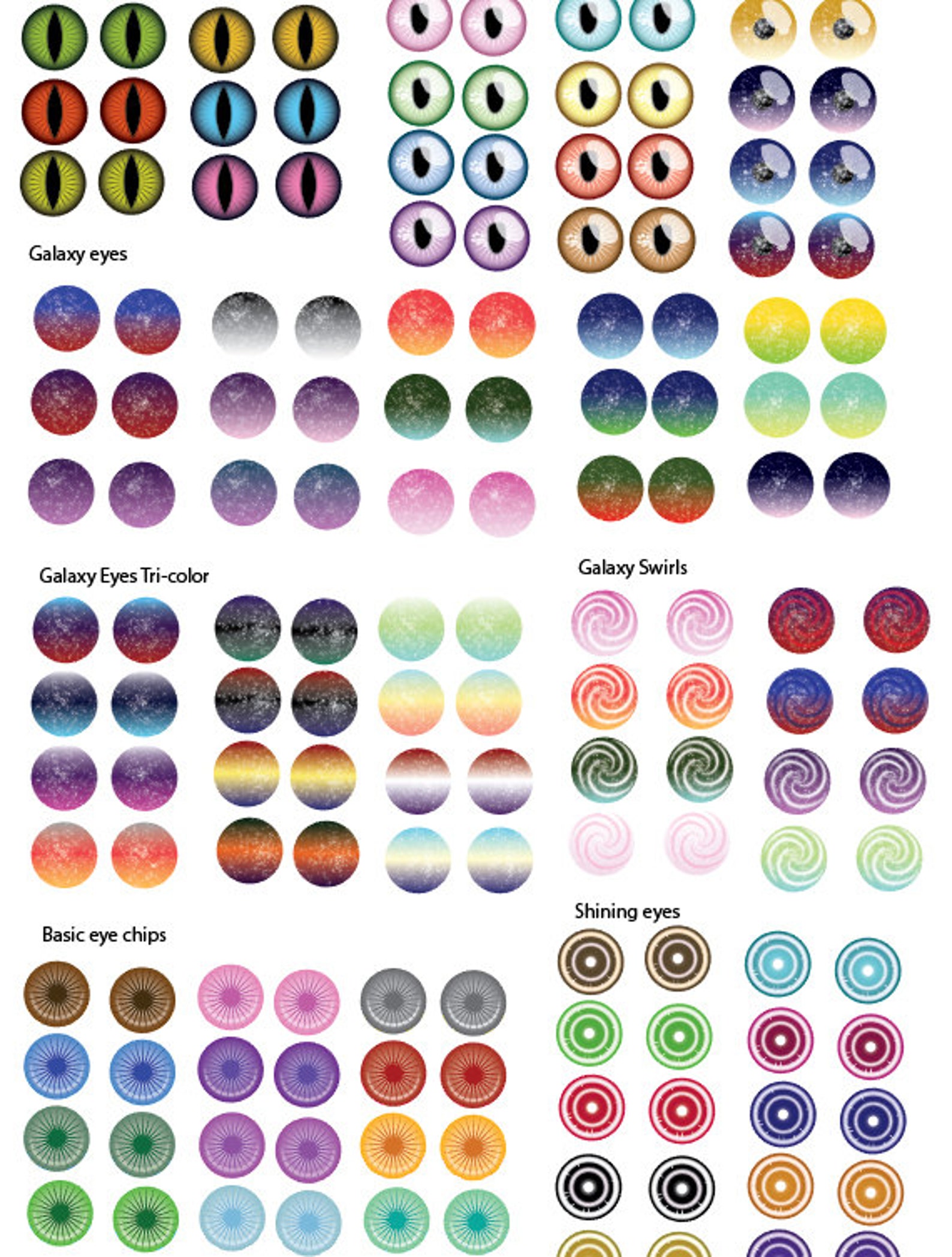 Blythe Printable Eye Chips Sheet 3 updated 14mm | Etsy