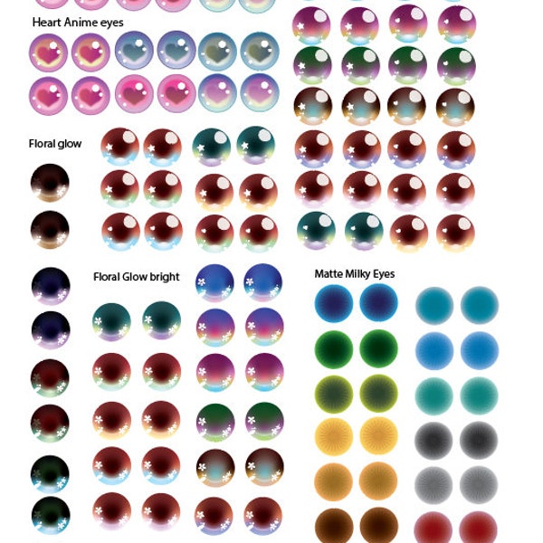 Blythe & Furby Printable Eye Chips - Sheet #10 - 14mm