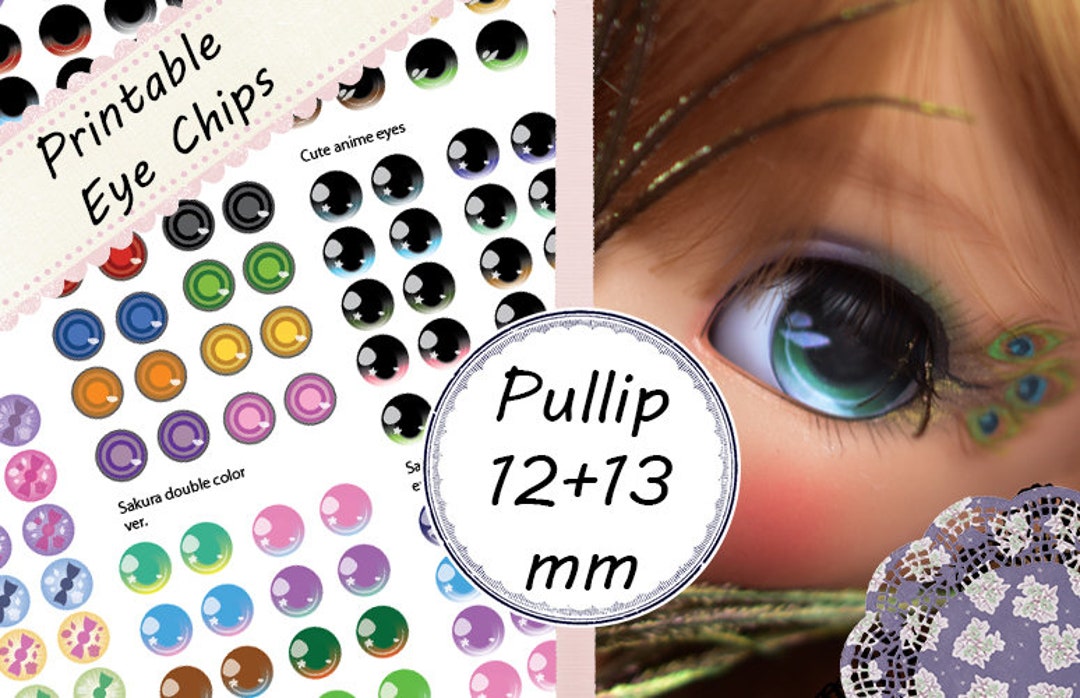 Pullip / BJD / Dollfie Dream Printable Eye Chips Sheet 2 updated 12mm ...