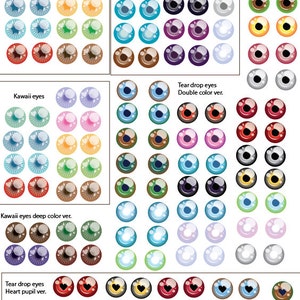 Pullip / BJD / Dollfie Dream Printable Eye Chips Sheet 1 Updated 12mm 13mm image 3