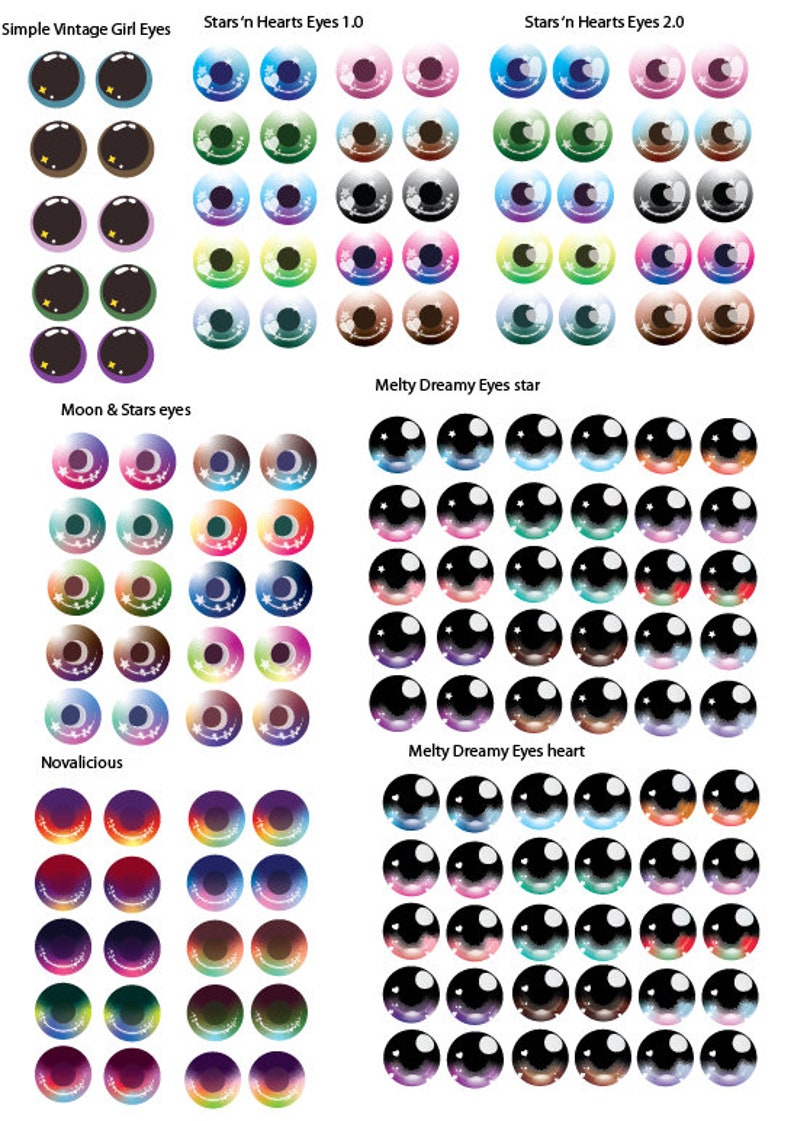 Pullip / BJD / Dollfie Dream Printable Eye Chips Sheet 9 12/13mm 画像 2