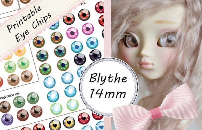 Blythe Printable Eye Chips Sheet 1 updated 14mm | Etsy