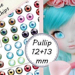 Pullip / BJD / Dollfie Dream Printable Eye Chips Sheet 1 Updated 12mm 13mm image 1